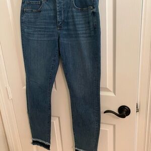 Women's Blue Stretch Jeans with cute detail at the ankles